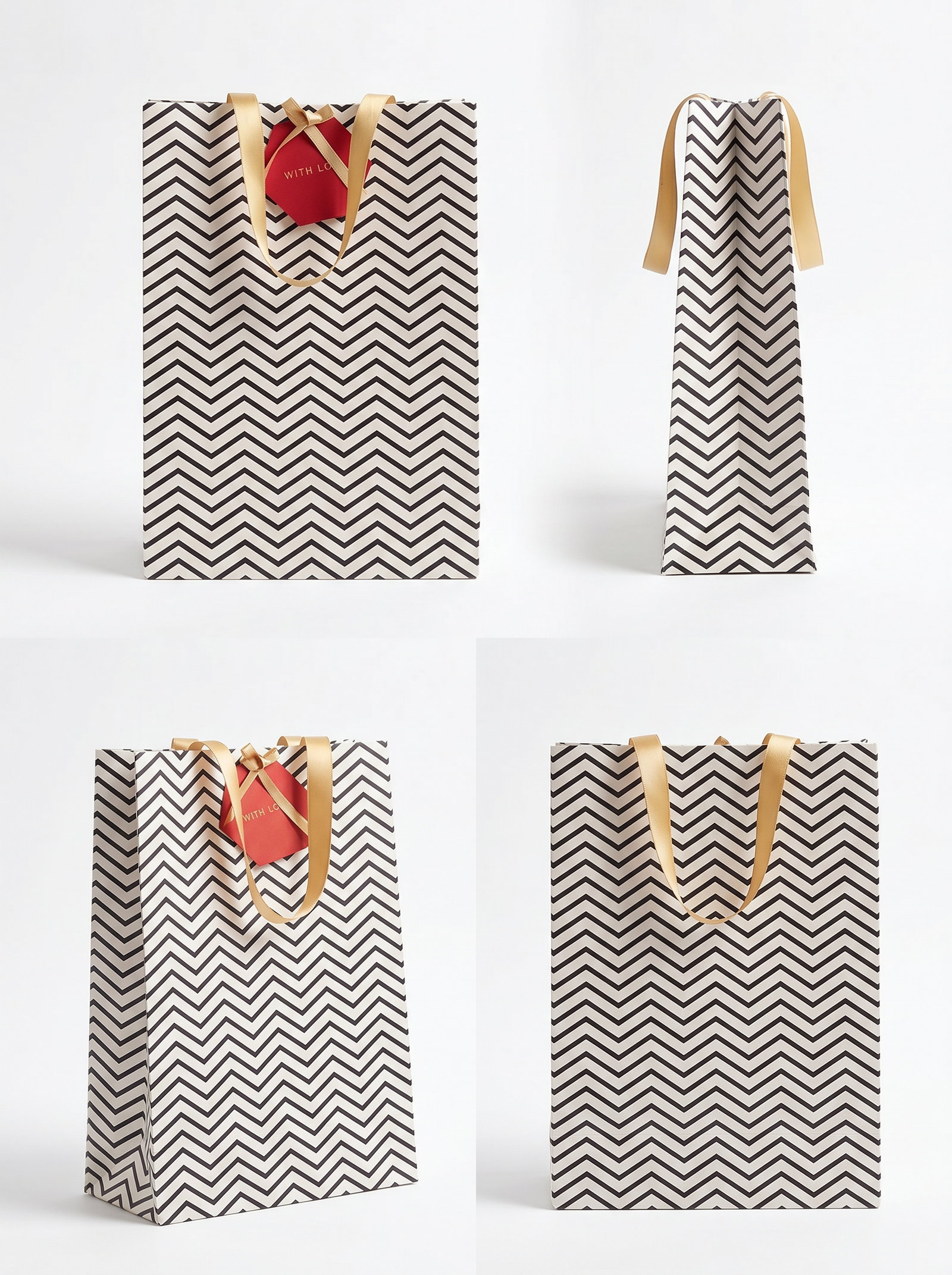 BLACK CHEVRON GIFT BAGS WITH TAGS
