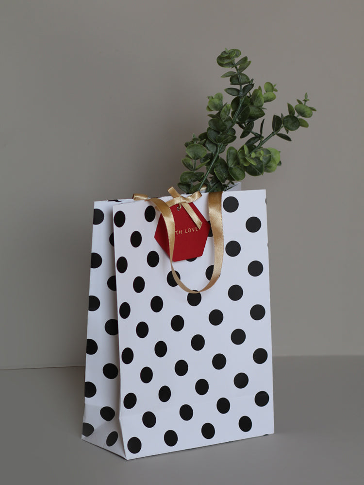 POLKA DOT GIFT BAGS WITH TAGS - PACK OF 5